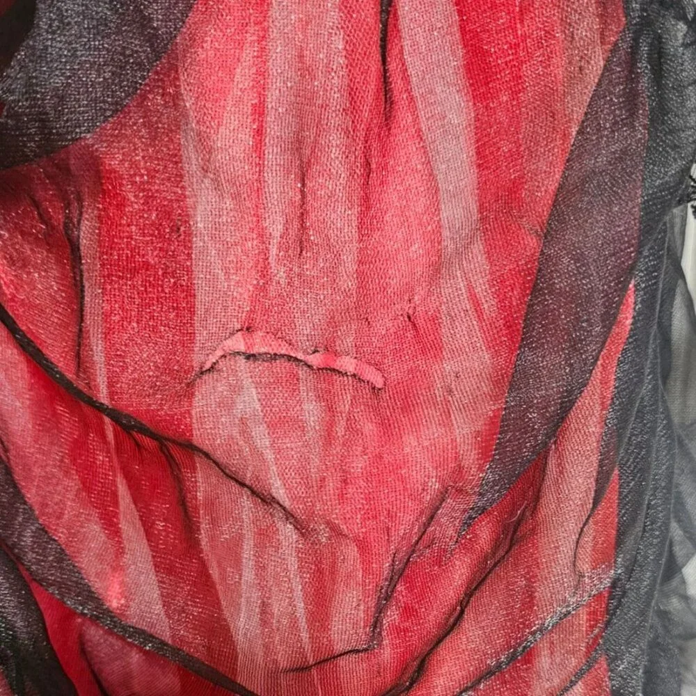 Gothic Vampire Bride Costume Girls 8-10 Red Spider Dress Veil Cape Halloween - Picture 7 of 8